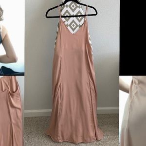 Long pink, strappy, silky, dress